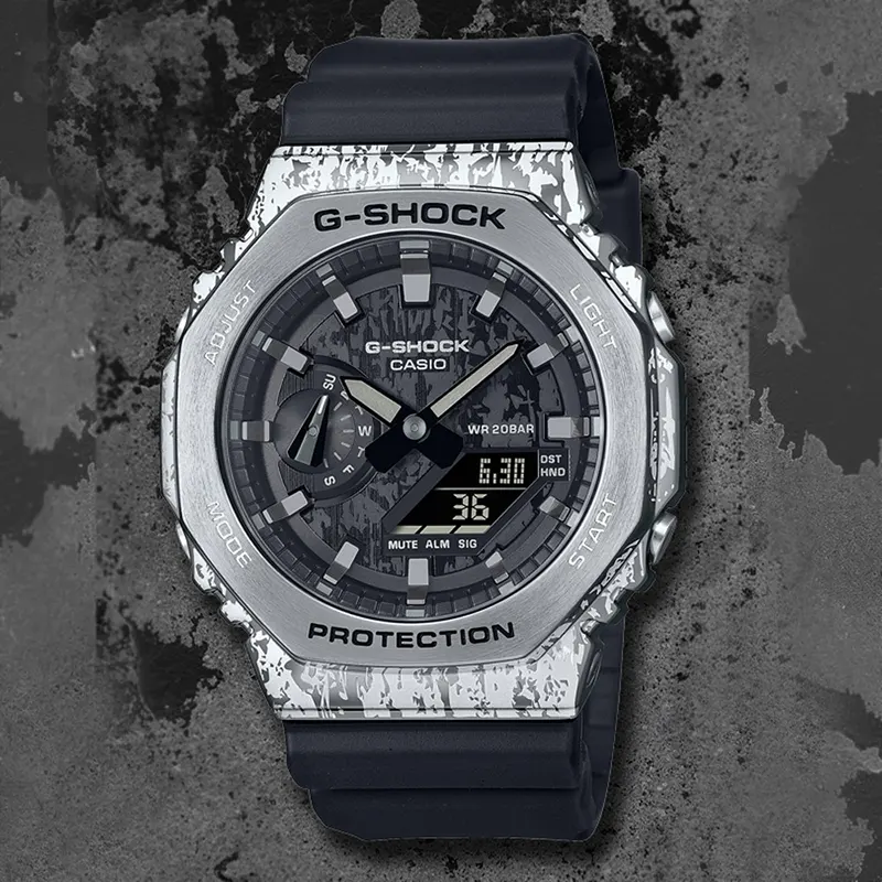 Casio G-Shock Grunge Camouflage Grey Men's Watch-  GM-2100GC-1A